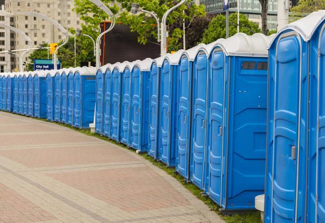 indoor/outdoor portable restrooms with easy-to-maintain facilities for large crowds in Bloomingdale